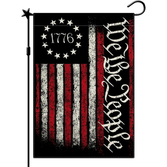 CMEGKE We The People Garden Flag 1776 Flag, Vintage Patriotic Garden Flags for Memorial Day 4th of July Independence Day Vertical Double Sided Patriotic House Outside Yard Lawn Decor 12.5 x 18 In