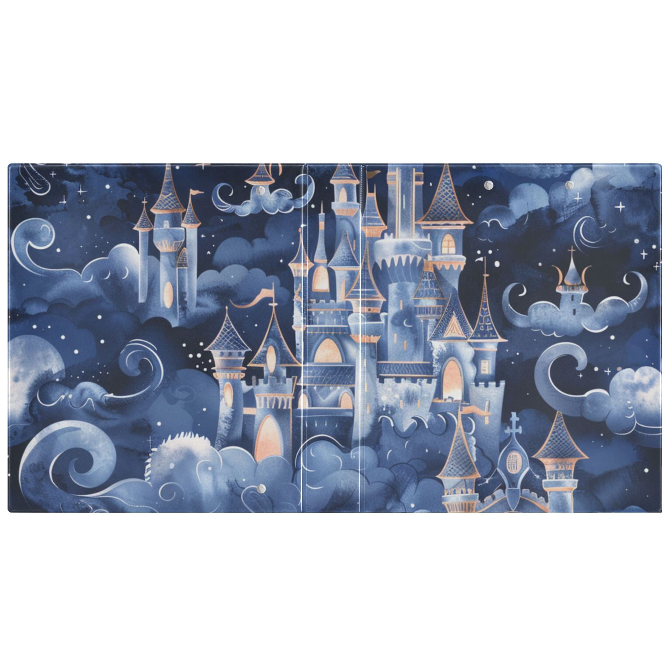 Fairy Castle 3 Ring Binders 1.5 inch Hardcover File Folders with Interior Pockets A4 Size Organizer for School Office Hospital