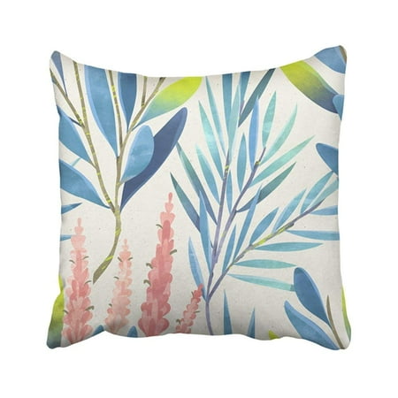 Teal Floral Pattern BPBOP Beige Branches Floral Pattern Colorful Botanical Blue Classic Elegant Flowers Leaves Teal Pillowcase Pillow Cover 18x18 inches ()