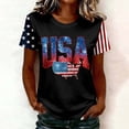 thumbnail image 2 of Women's American Flag Print T Shirts 4th of July Patriotic Independence Day Crew Neck Short Sleeve Tops Summer Casual Pullover Tees, 2 of 4