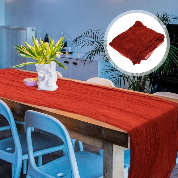 ETHZZLE Elegant Red Cheesecloth Table Runner for Buffet and Outdoor Picnic Tables