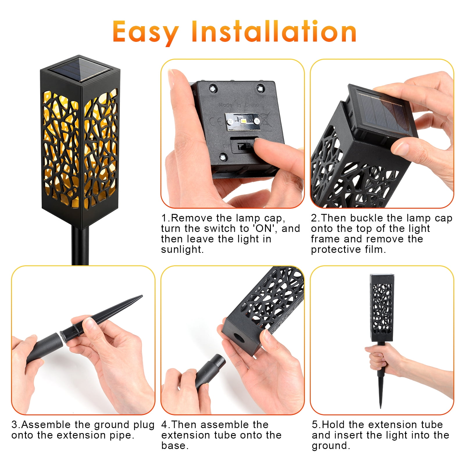 Ninonly 6 Pack Solar Pathway Lights Outdoor Solar Powered LEDs Landscape Lighting for Garden Path Walkway
