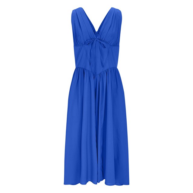 Vestido de Espalda Abierta para las Mujeres Cuello Sling Detalle de Encaje, Sólido Y Cuadrado Impresión Vestido sin Mangas Casual
