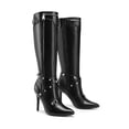 thumbnail image 3 of DREAM PAIRS Women's Metallic Stiletto Heeled Knee High Boots Sexy Fashion Pointed Toe Dress Boots with Stud and Zipper Tassel, 3 of 7