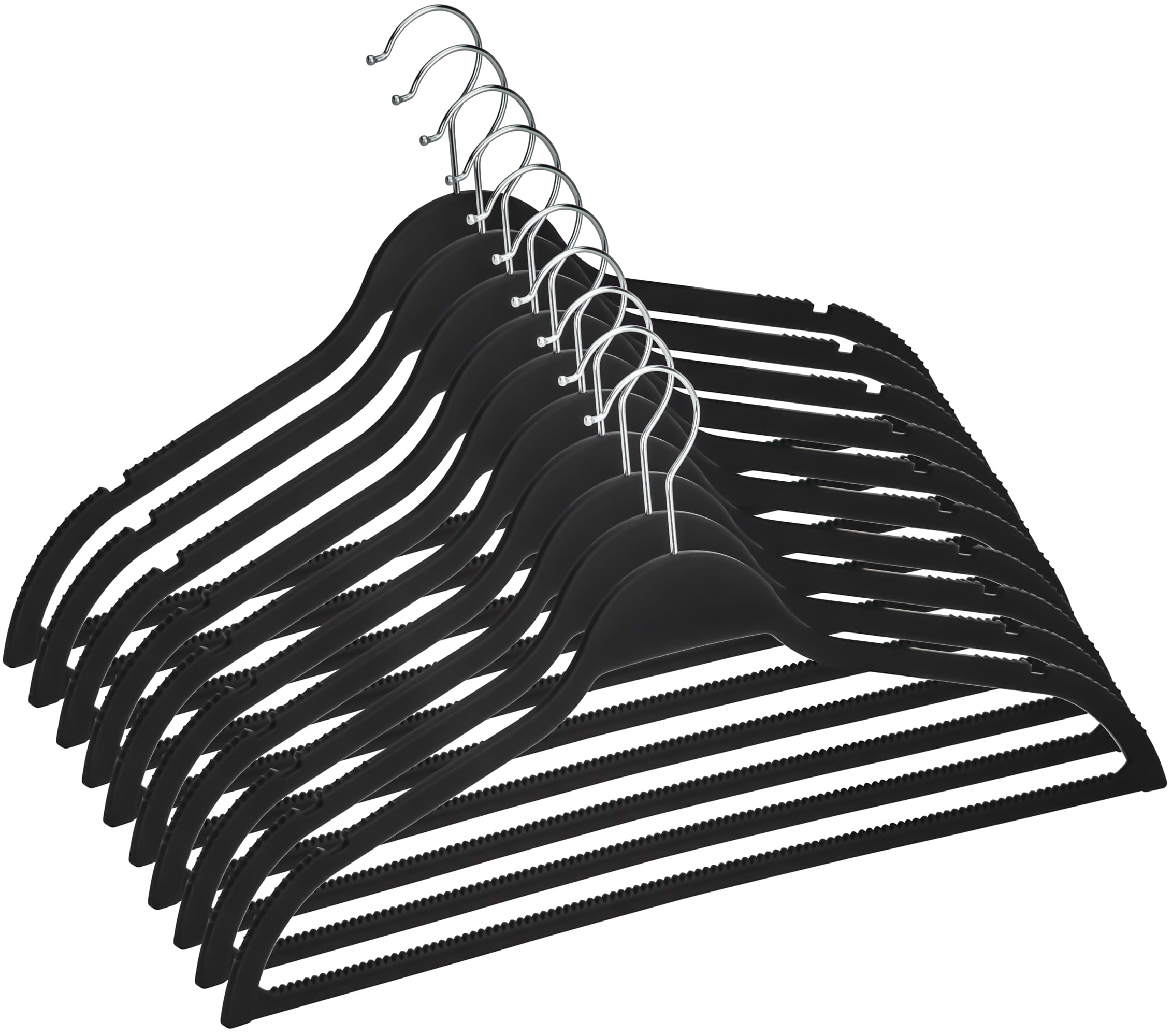 DecorRack 10 Rubber Coated Hangers, NonSlip Standard Clothes Hanger