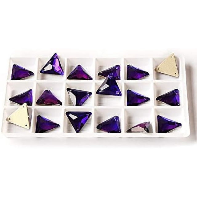 ZOUSSIQI Rhinestone Triangle Flat Back Crystal Glass NO Hotfix Sew On Rhinestones Crystal for Decoration Dress Clothing Jewelry Accessories - (Color: Purple Velvet/Size: 12mm-56pcs) CA919-42101