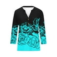 thumbnail image 4 of Enjoytime Womens Shirts Casual V Neck 3/4 Sleeve Loose Fit Pullover Tops Flower Printed Button Down Blouses Going Out Blouses Tops for Women, 4 of 5