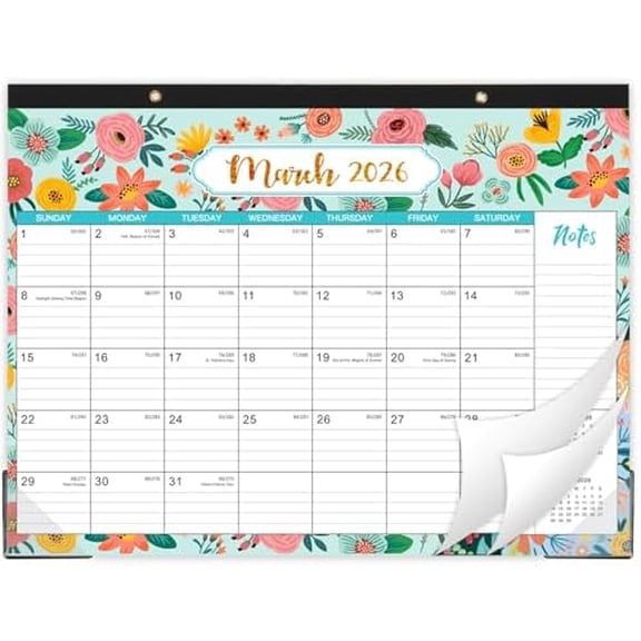 Desk Calendar 2026-2027 - Calendar 2026 from Jan. 2026 - Dec. 2026, 2026 Large Calendars 12 x 17 with Corner Protector and Large Ruled Blocks