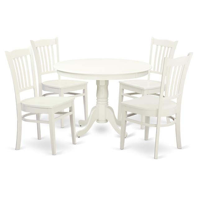 Dining Set One Round Kitchen Table & 4 Chairs with Solid Wood Seat