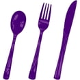 thumbnail image 2 of 75  Purple  Cutlery  Purple   Forks and Spoons Disposable Silverware Set for 25 Guest Camping Birthday  Shower Party Cutlery Set, 2 of 7