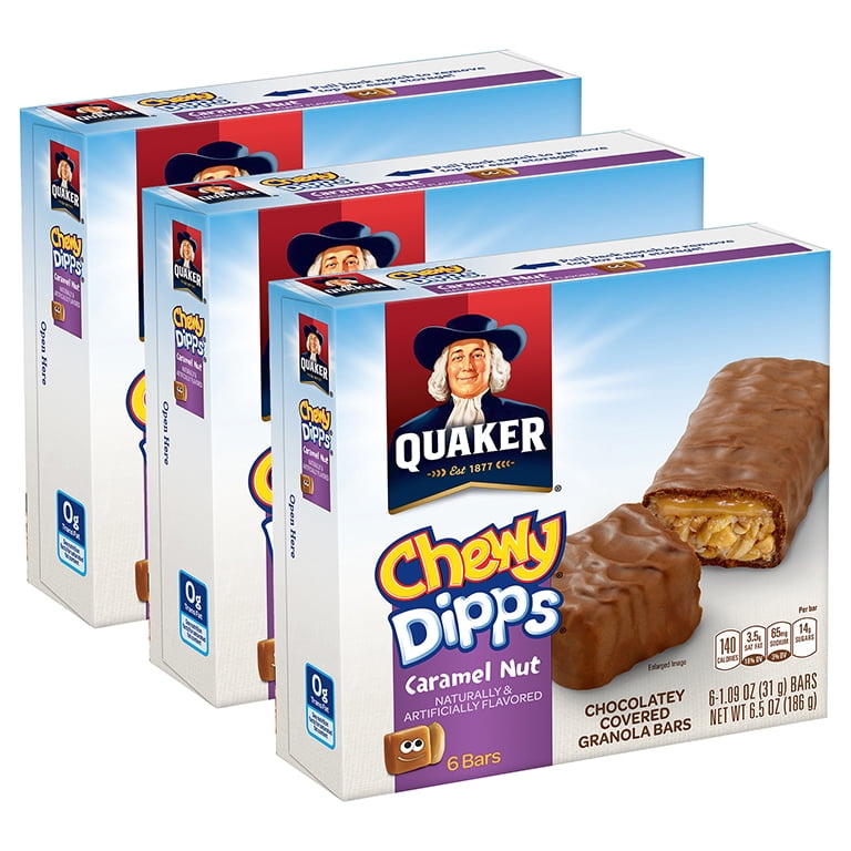 (3 Pack) Quaker Chewy Dipps Caramel Nut Chocolatey Covered Granola Bars