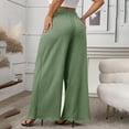 thumbnail image 6 of Roncen Plus Size Women's Wide Leg Pants - Loose Fit Solid Color Trousers with Elastic Waist & Stylish Back Design, 6 of 9