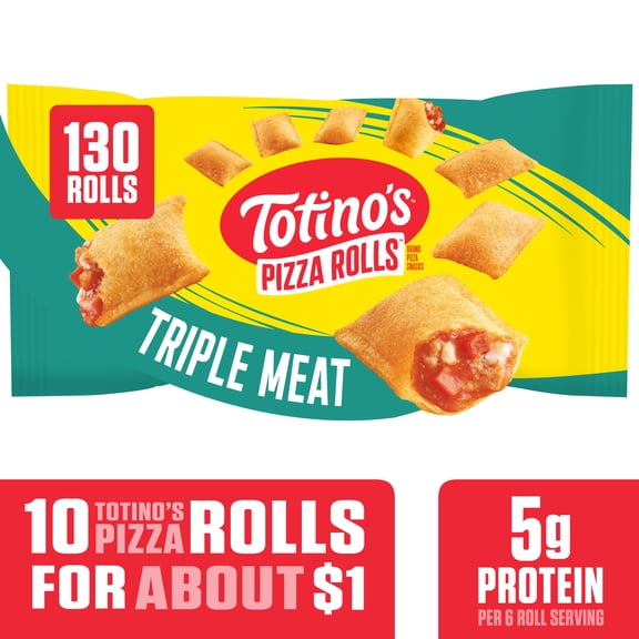Totino's Pizza Rolls, Triple Meat Pizza Flavored, Frozen Appetizers, 130 Rolls, 63.5 oz