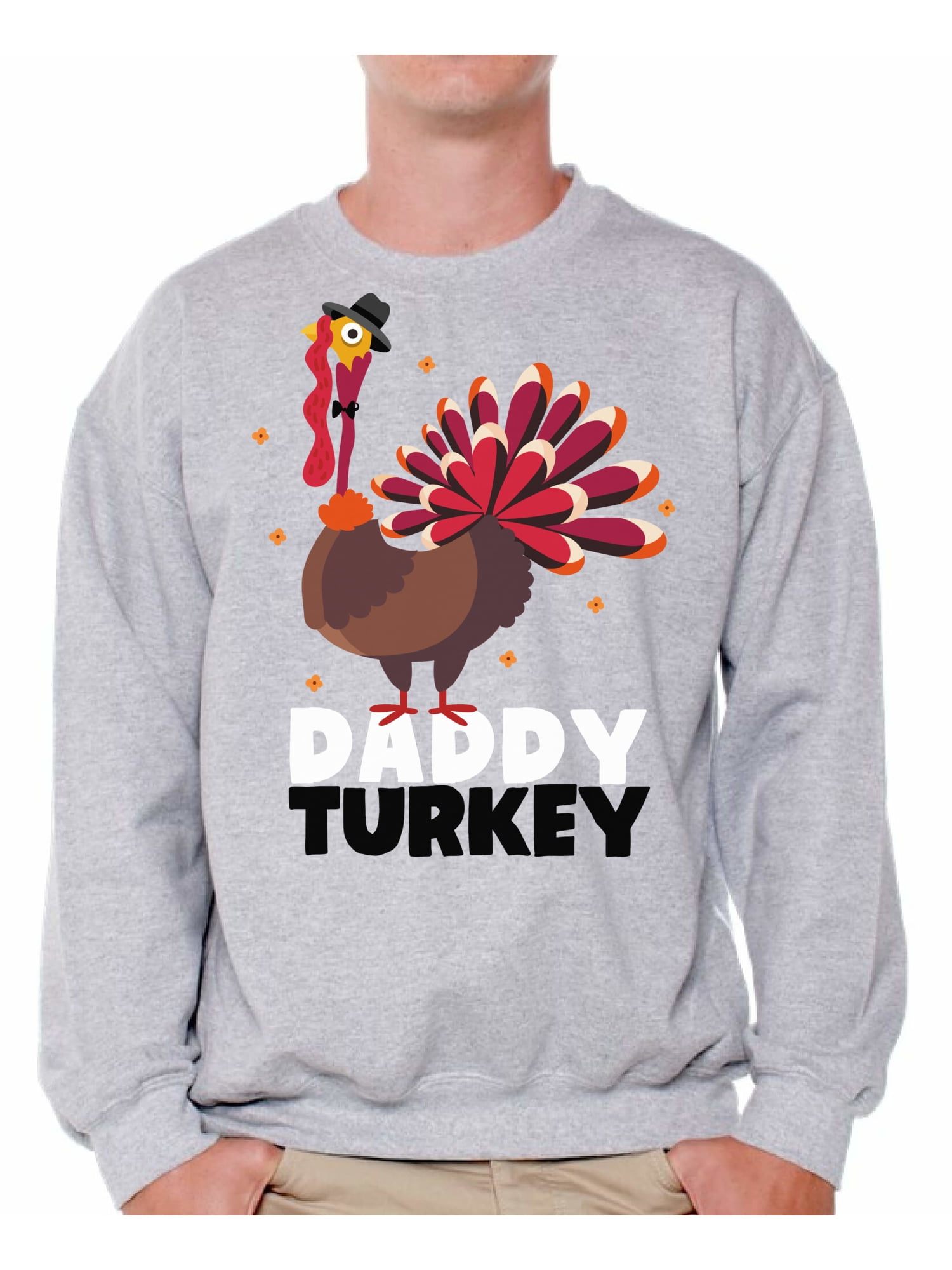 Awkward Styles Thanksgiving Crewneck Top Daddy Turkey Sweatshirts for Men, Men's, Size: 2XL, Gray