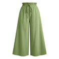 thumbnail image 6 of ibiyuan Women Textured Pleated Wide Leg Trousers, Elastic High Waist Flowy Loose Fit Pants Lightweight Casual Bottoms Resort Street Daily Outfit, 6 of 6