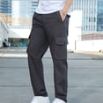 thumbnail image 2 of Men's 100% Cotton Hiking Tactical Pants Lightweight Stretch Cargo Work Pants with Multi Pocket Dark Gray, 2 of 5