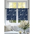 thumbnail image 3 of Coastal Holiday Sheer Curtains 54 Inch Long 2 Panels, Ocean Coconut Tree Surfing Boat Navy Blue Light Filtering Rod Pocket Curtains, Sheer Voile Drapes for Living Room Bedroom, 52"x54", 3 of 8