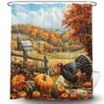 thumbnail image 4 of Rustic Fall Shower Curtain, Autumn Country Fields Harvest Art Shower Curtain Set, Thanksgiving Day Pumpkin Harvest Landscape Decor Farbirc Shower Curtain For Bathroom with 12PCS Hooks, 70X70IN, 4 of 4