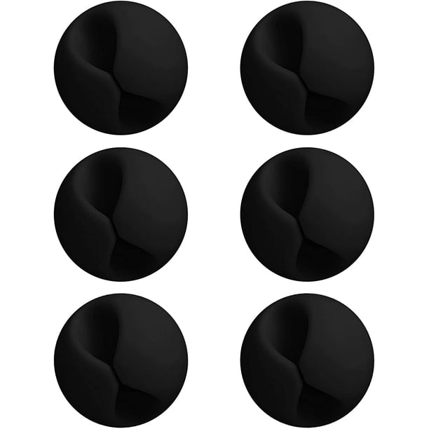 Práctico soporte para cables con clips para cables | Organice cables de alimentación, cargadores de teléfono, conexiones USB | Gestión de seis cables | Respaldo adhesivo | Se adhiere a muchas