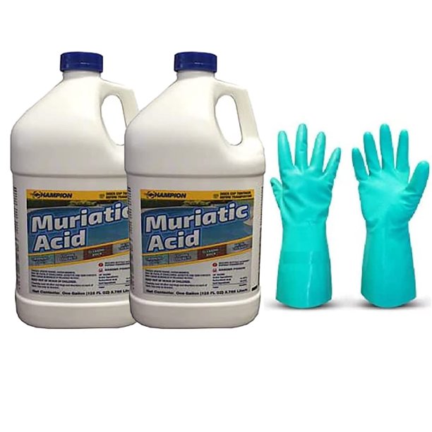 Champion CH516 Muriatic Acid, 1 gal w/ Tuff Guy Gloves