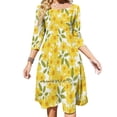 thumbnail image 1 of Vestido acampanado con nudo en forma de corazón y diseño de moda de zinnias amarillas, vestido holgado de talla grande, jardín de flores de horticultura de zinnias amarillas, 1 of 6