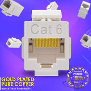 SkyQ RJ45 Ethernet Coupler Cat7,Cat6,Cat5 Inline Keystone Connector,Female to Female RJ45 Keystone Coupler for Patch Panel-Ethernet Wall Plate (White-10 Pack)