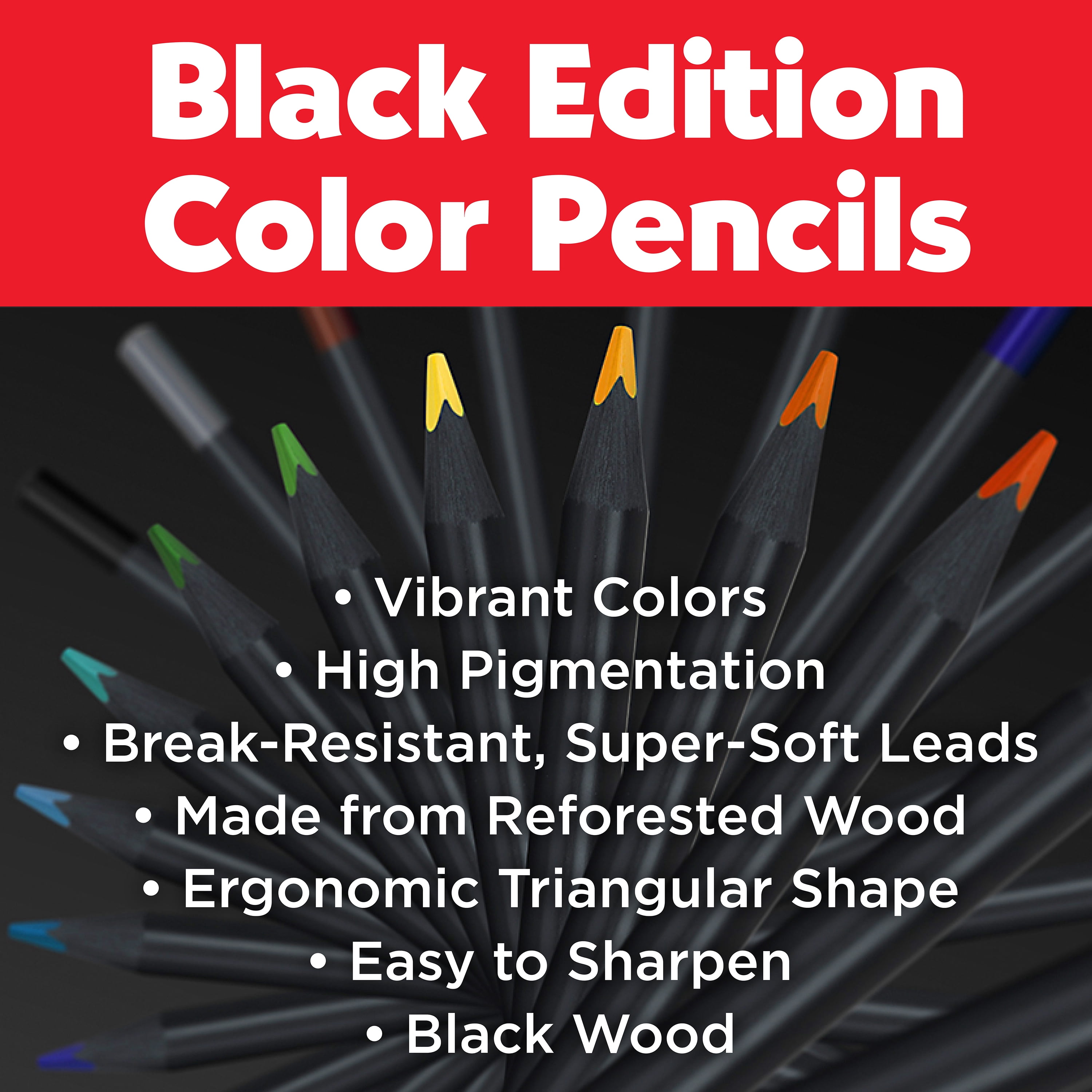 Faber-Castell Black Edition - Color Pencils Spring Craft Supplies: Blendable, Break-Resistant Cores for Sketching (72 Count)