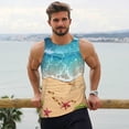 thumbnail image 6 of KLL Tropical Beach With Starfish Print Men's Muscle Gym Workout Stringer Tank Tops Bodybuilding Fitness T-Shirts Tank Tops Men-Medium, 6 of 7