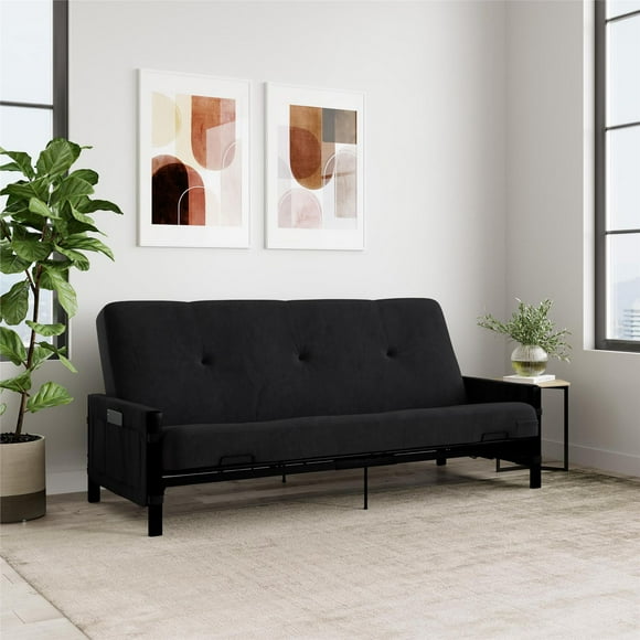 DHP Fairview Metal and Storage Arm Futon with 6" Mattress