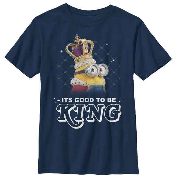 Boy's Despicable Me Minion Good to Be King  Graphic Tee Navy Blue Small