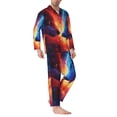 thumbnail image 2 of Naloa Red And Blue Fire Wolf Men’s Pajamas Set - Long Sleeve Button Down Sleep Shirt and Pajama Bottoms Sleepwear Set-XX-Large, 2 of 7