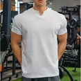 thumbnail image 2 of yillto Mens Cotton Slim T Shirts V Neck Short Sleeve Shirt Summer Gym Workout Athletic Tees Shirts, 2 of 6