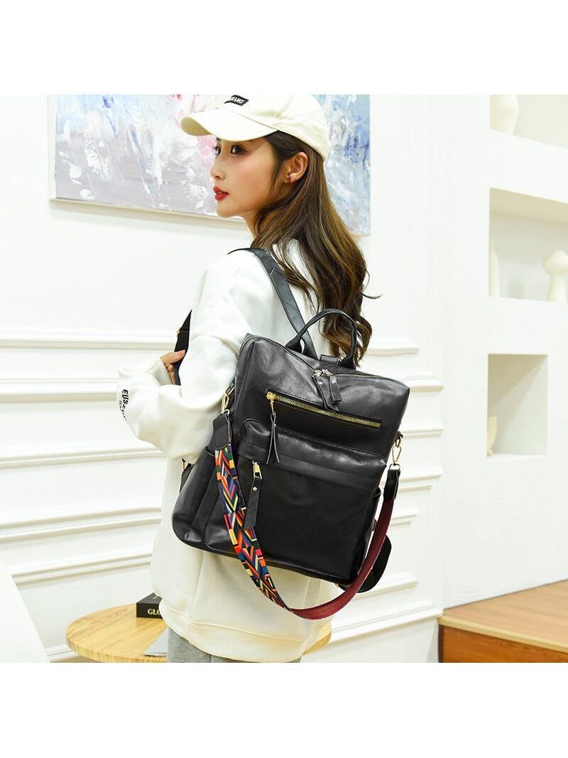 CoCopeaunts Women PU Leather Fashion Rucksack New Designer Shoulder Bag Capacity Travel Backpacks School Bags Mochila Mujer -
