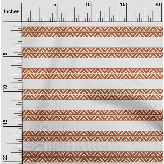 oneOone Cotton Silk Rust Brown Fabric Stripe & Chevron Geometric Dress Material Fabric Print Fabric By The Yard 42 Inch Wide