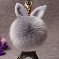 thumbnail image 2 of Miangastore Pom Pom Fur Ball Keychain Rabbit Ear Keyring Bag Charm Decoration (Gray), 2 of 6