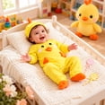 thumbnail image 4 of Unisex Toddler Animal Flannel Hooded Romper Jumpsuit, Fall Winter Warm Soft One-Piece Onesie, Machine Washable,9-12 Months, 4 of 6
