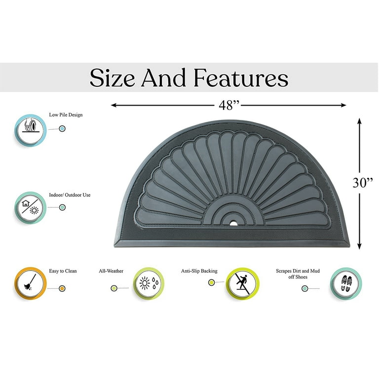 A1hc 100% Pure Rubber Front Door Mat 30”x48”, Non-Slip, Thin Profile Heavy Duty Doormat,Indoor Outdoor Sunburst Good Luck Design - Sunburst Black