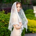 thumbnail image 1 of Clearance,White Bridal Muslim Headscarf Lace Shawl, Triangular, Elegant Lace, Lightweight, For Wedding, Perfect Fit, Fashion Accessory Trendsetting Style|95%Polyester,5%Spandex,White, 1 of 4