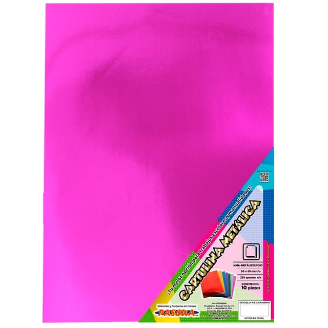Cartulina Metálica Tipo Espejo 50x65cm - 10 Pzs Color Fiusha