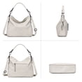 thumbnail image 6 of KL928 Leather Hobo Handbags for Women Crossbody Bags Retro Satchel Bag(Light Gray), 6 of 6