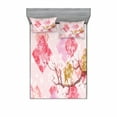 thumbnail image 2 of Ambesonne Floral Fitted Sheet & Pillow Sham Set, Minimalist Tree Braches, Twinxl, Pink Red Pale Coffee, 2 of 3