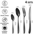 thumbnail image 2 of 16-Piece ​Modern Black Hammered Silverware Set, Stainless Steel Flatware Set, Titanium ​Plated Cutlery Set Service for 4, Reusable, Dishwasher Safe - quantities: black;, 2 of 6