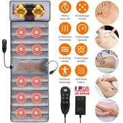 Massage Mat Full Body Massager Chair Pad 10 Vibration Motors & 9 Massage Modes Back Massager for Bed Massage Mattress Pad for Back Heating Pad with Auto Shut Off Gifts for Men Women Grey