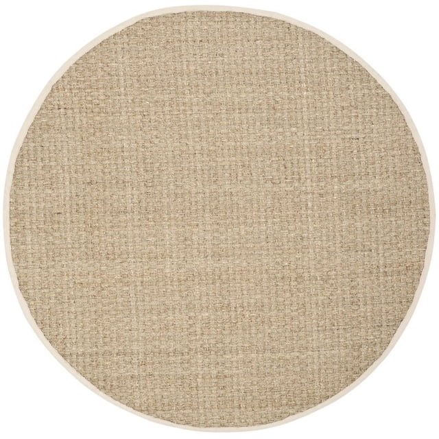 Safavieh Natural Fiber Collection NF114J Basketweave Natural and Ivory Seagrass Round Area Rug (10' Diameter