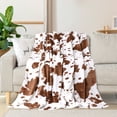 thumbnail image 2 of Unique Bargains Cow Printed Soft 300GSM Flannel Throw Blanket Sofa Bed Brown 59" x 79", 2 of 8