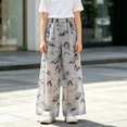 thumbnail image 6 of Coerni Girls Ink‑Wash Printed Pants Lightweight Chiffon Wide Leg Pants Elastic High Waist Flowy Trousers Summer Casual Vacation, 6 of 7