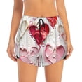 thumbnail image 2 of Balery Textured Heart Abstract Art Pantalones cortos deportivos para mujer con forro y dos bolsillos, elásticos, para entrenamiento, gimnasio, yoga-X-Large, 2 of 7