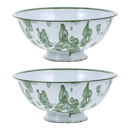 2 Pcs Enamel Bowl Ramen Bowls Noodles Antique Kitchen Plate Vintage Bowl Fruit Bowls Storage Bowl