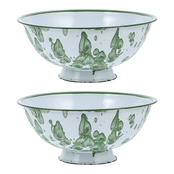 2 Pcs Enamel Bowl Ramen Bowls Noodles Antique Kitchen Plate Vintage Bowl Fruit Bowls Storage Bowl