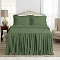 thumbnail image 2 of 4 Piece Long Ruffle Sheet Set, 20" Inch Long Ruffle On Corner Of The Flat Sheet, 21 Inch Deep Pocket, 100% Egyptian Cotton, 800 TC, Queen Size, Solid Moss, 2 of 9